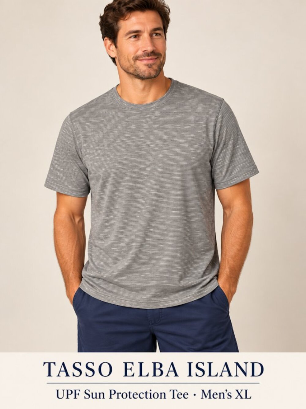 Tasso Elba Island Men's XL Gray Sun Protection Crewneck T-Shirt